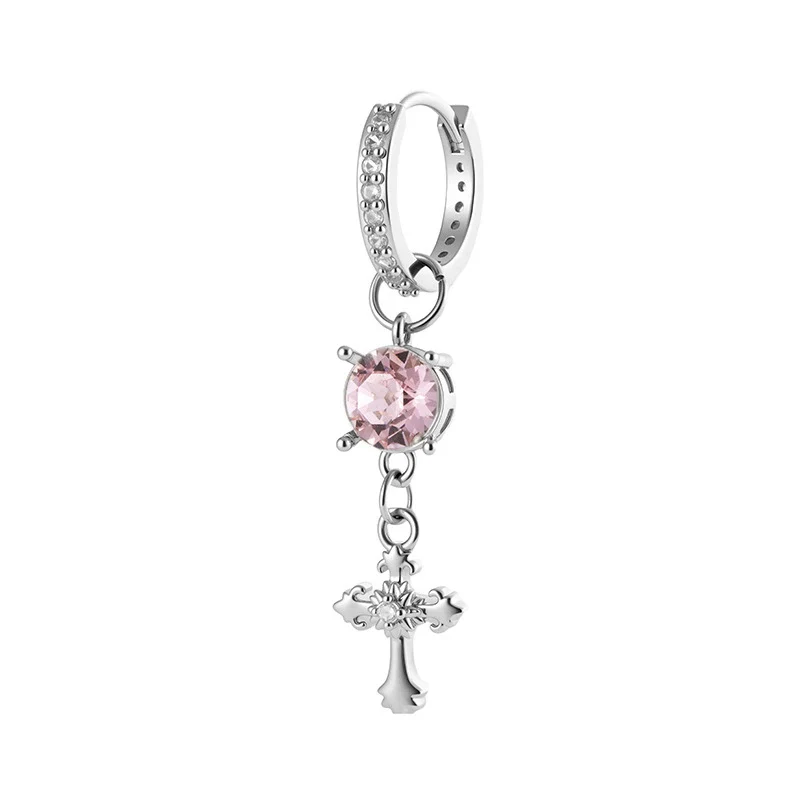 Metal Cross Pendant Women's Earrings With Austrian Round Diamond And Zirconia - Image 6