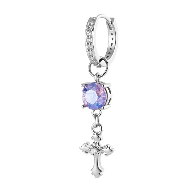 Metal Cross Pendant Women's Earrings With Austrian Round Diamond And Zirconia - Image 8