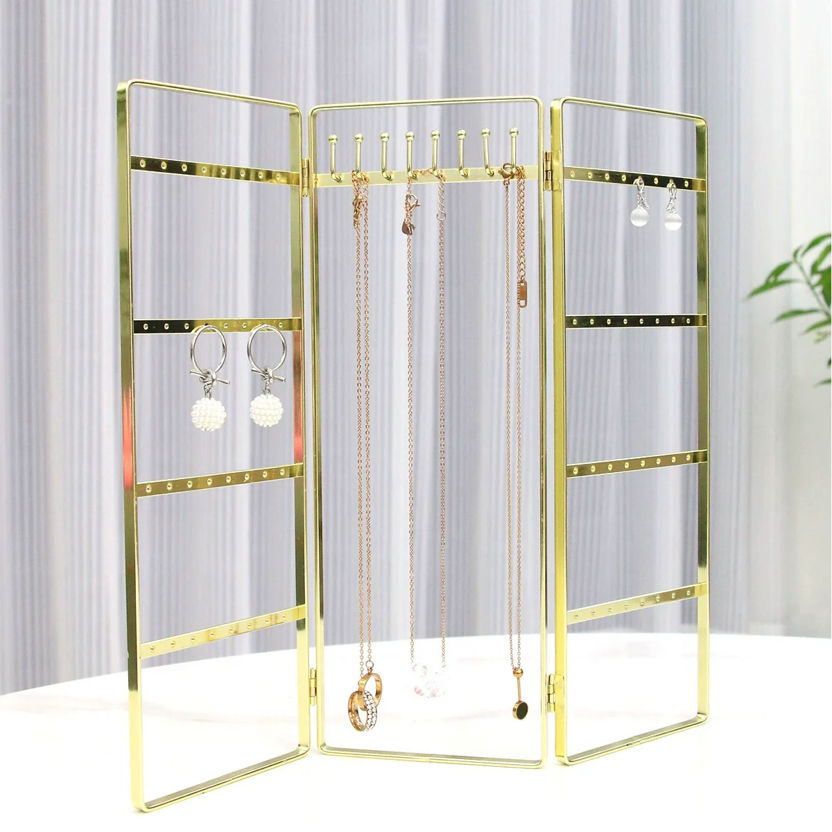 Metal Door Shape Wrought Iron Jewelry Display Rack For Earrings And Necklaces - Image 6