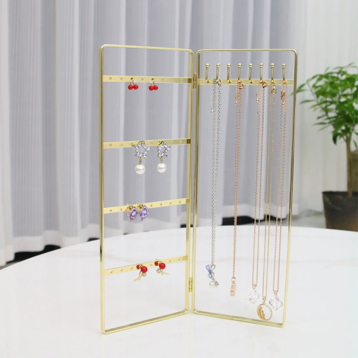 Metal Door Shape Wrought Iron Jewelry Display Rack For Earrings And Necklaces - Image 7