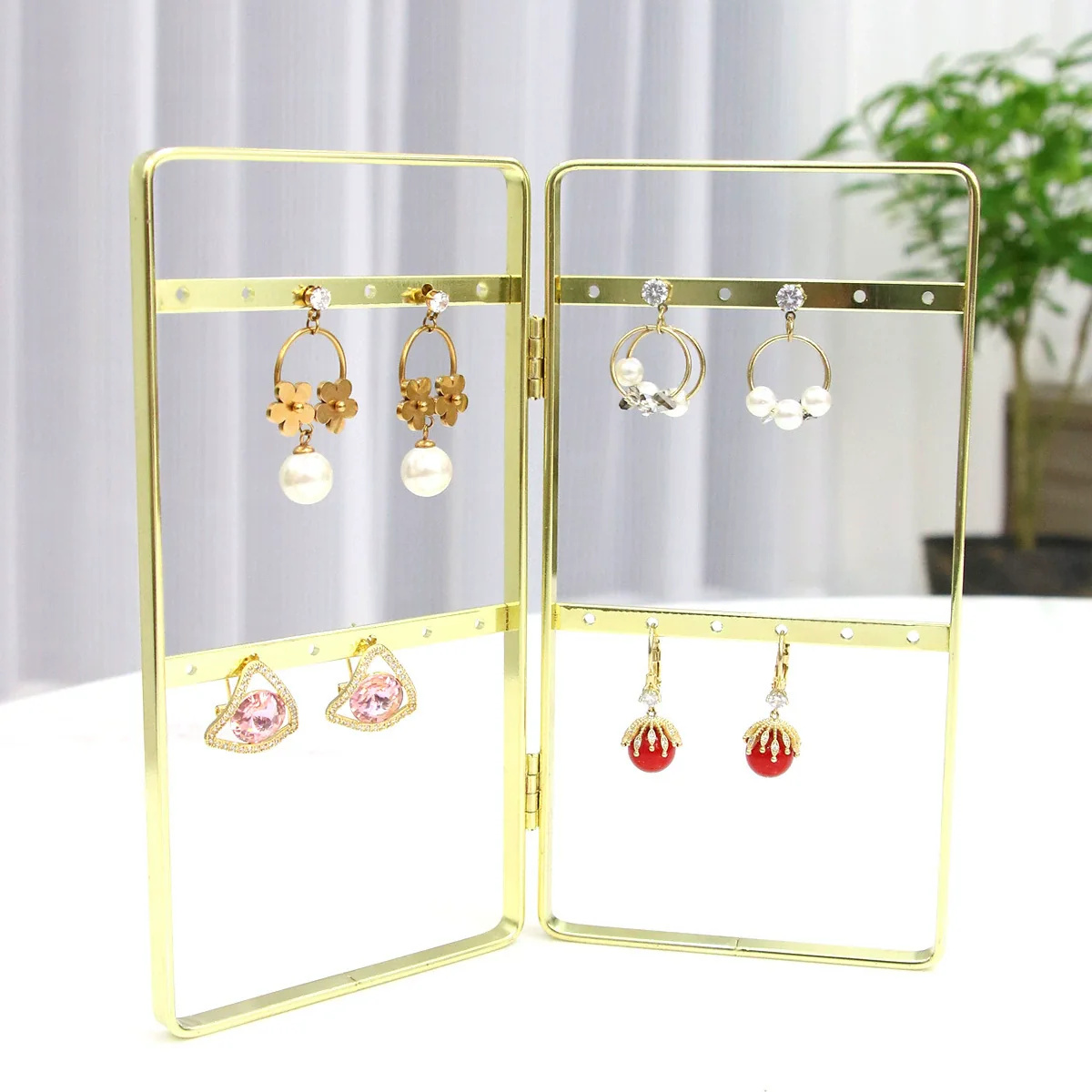Metal Door Shape Wrought Iron Jewelry Display Rack For Earrings And Necklaces - Image 8