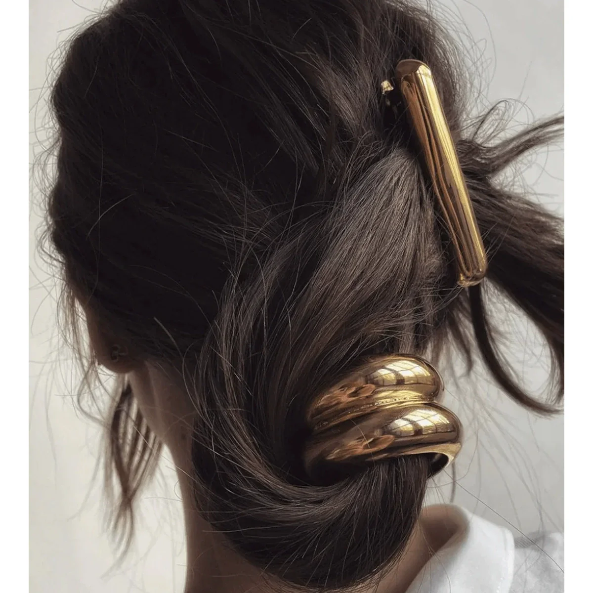 Metal Elastic Hair Ring Geometric Square Female Hair Accessories Alloy Electroplated