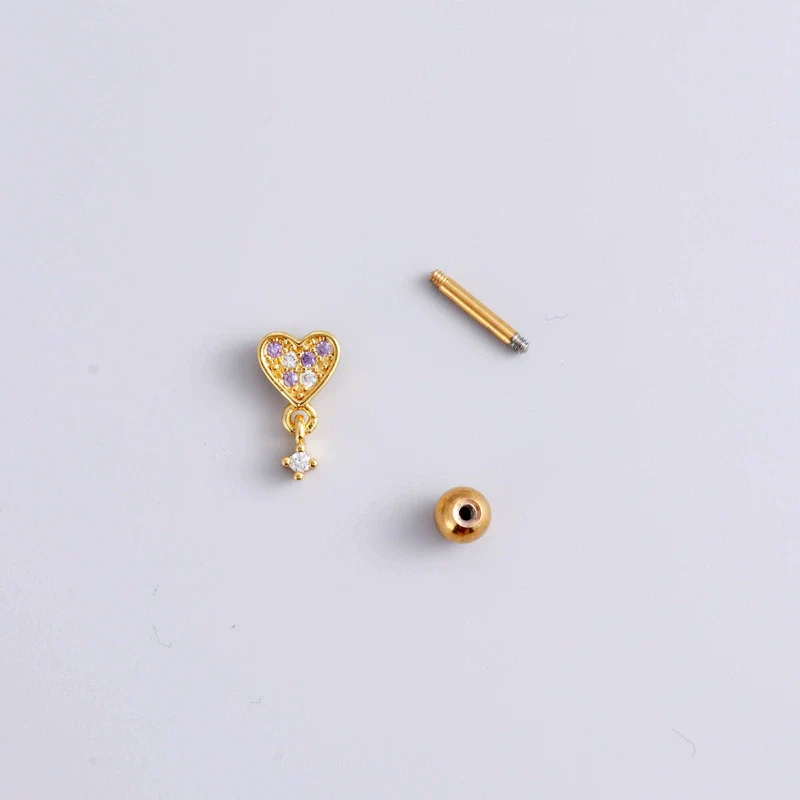 Metal Electroplated Love Fivepointed Star Butterfly Water Drop Heart Style Puncture Ear Nail For Women - Image 5