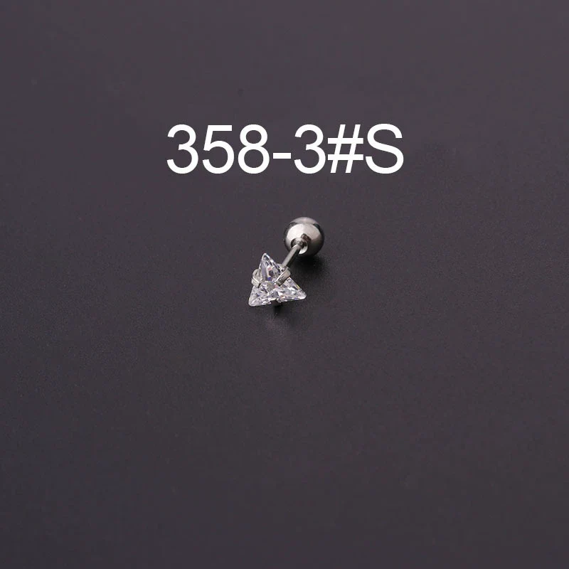 Metal Electroplating Geometric Fivepointed Star Heart Triangle Square Zircon Piercing Earrings For Women - Image 12
