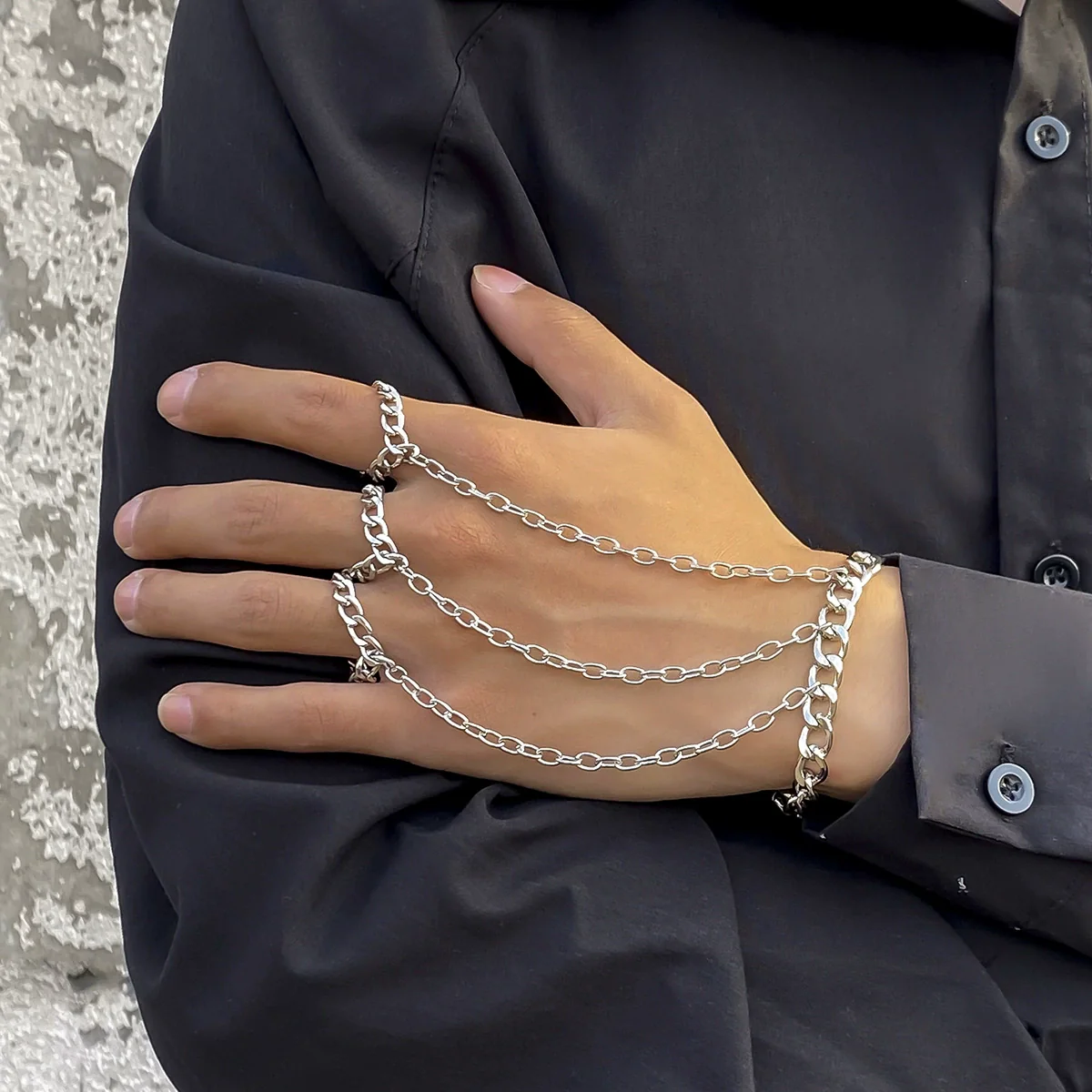 Metal Finger Bracelet For Men Hiphop Exaggerated Street Fashion Geometric Iron - Image 3