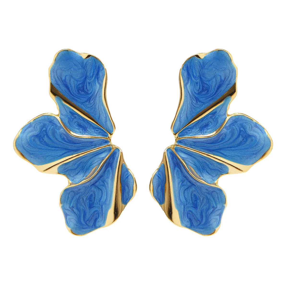 Metal Flower Petal Drop Earrings For Women With Electroplating Treatment - Image 5