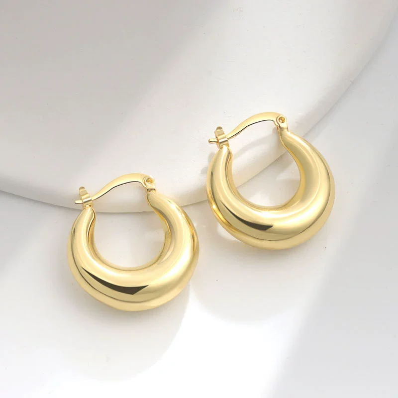 Metal Geometric Copper Earrings With Real Gold Plating - Image 24