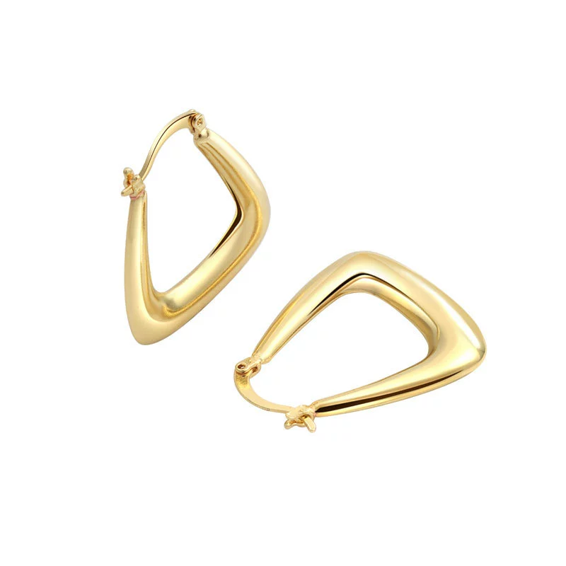 Metal Geometric Copper Earrings With Real Gold Plating - Image 5