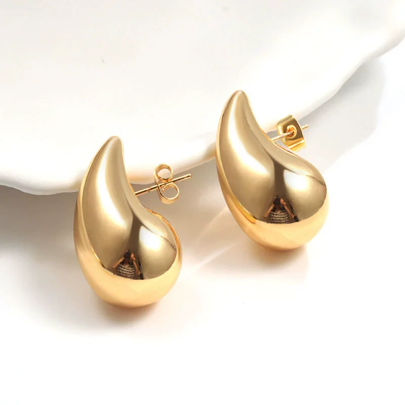 Metal Geometric Copper Earrings With Real Gold Plating - Image 7