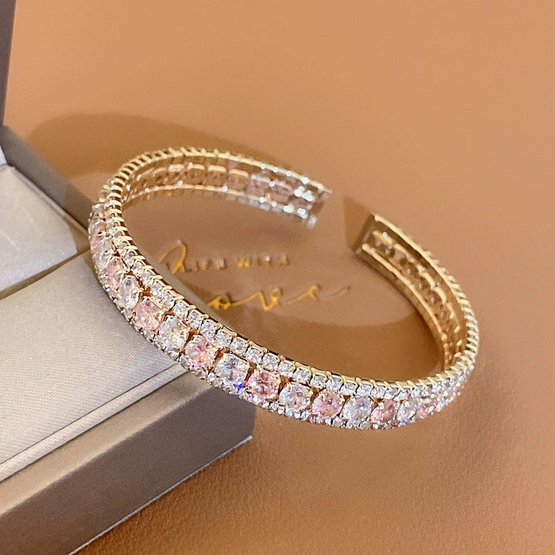 Metal Geometric Diamondencrusted Open Bracelet - Image 6