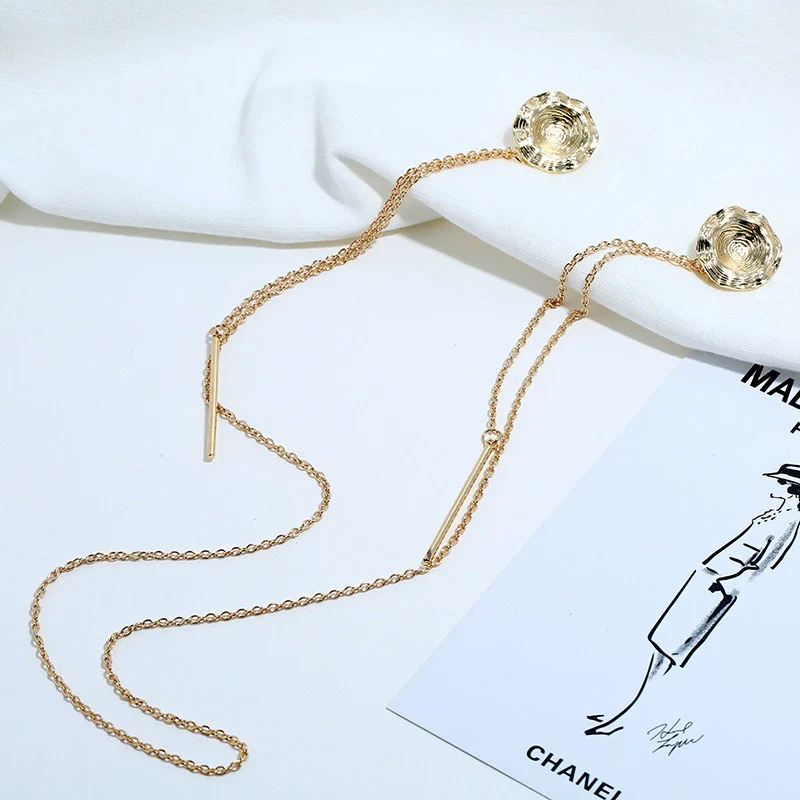 Metal Geometric Electroplating Long Tassel Style Earrings And Necklace Set For Women - Image 5