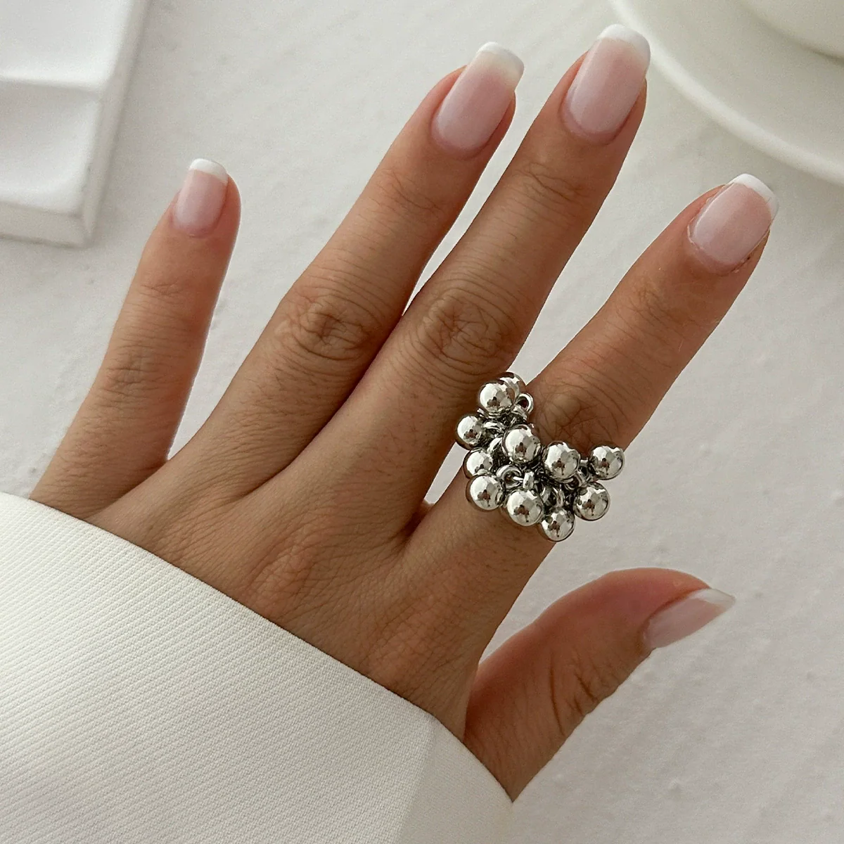 Metal Geometric Fivepetal Flower Stereo Open Winding Ring Electroplated Ins Style For Women - Image 7