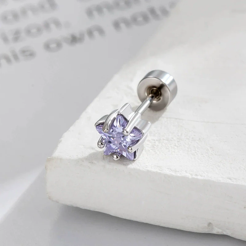 Metal Geometric Fivepointed Star Ear Bone Studs With Zirconia For Unisex Piercing - Image 8