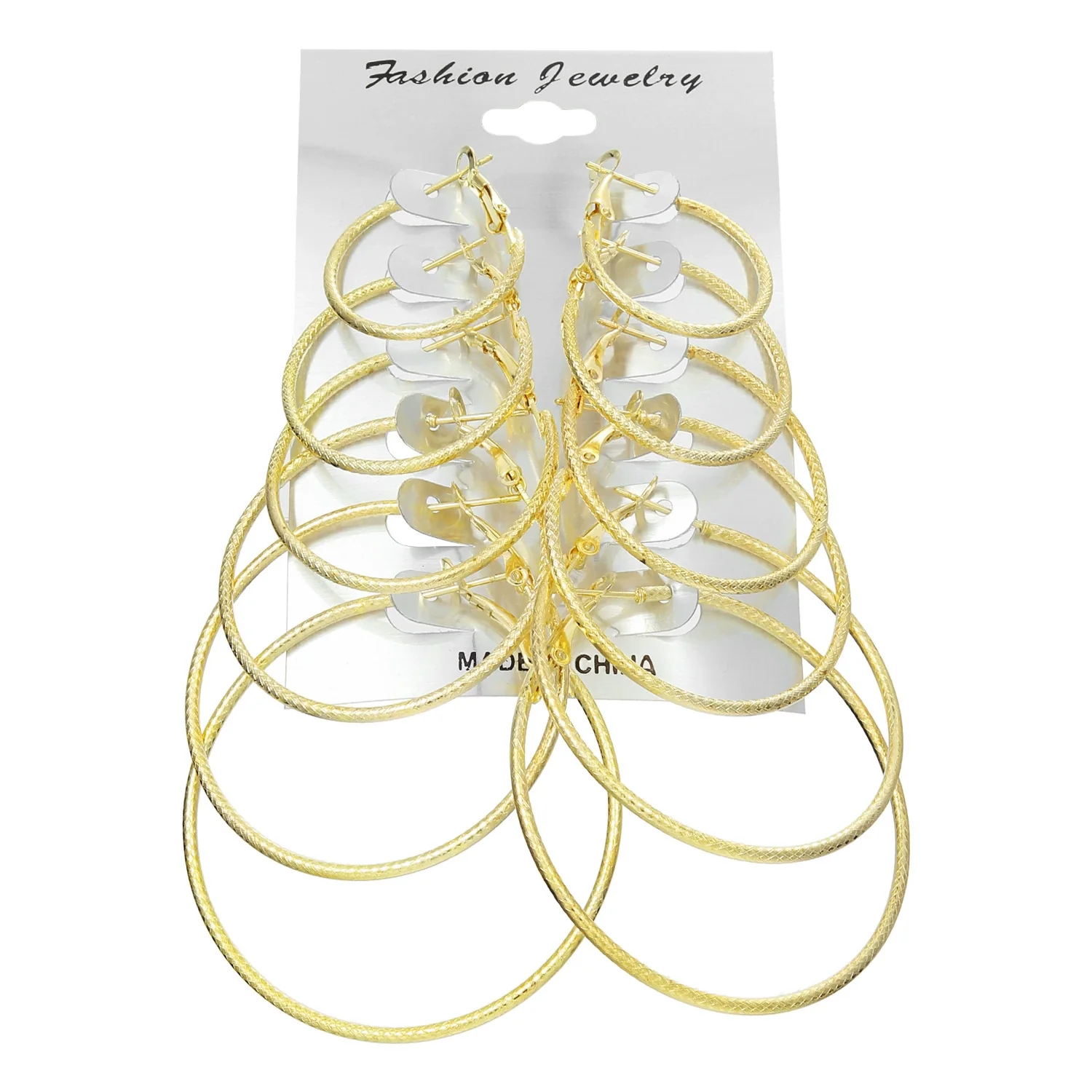 Metal Geometric Hoop Earrings Set Fashion Stylish Exaggerated Electroplated For Women - Image 10