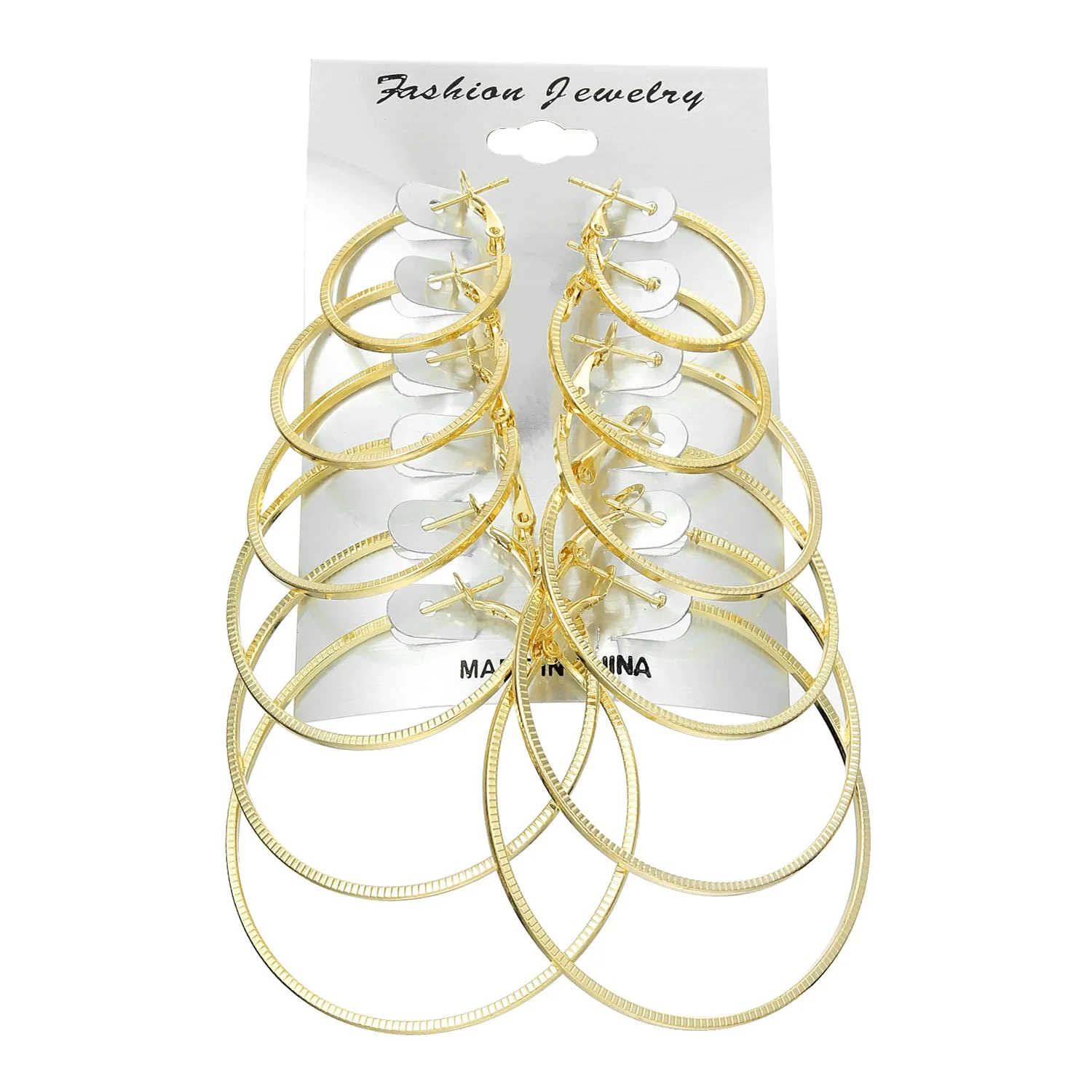 Metal Geometric Hoop Earrings Set Fashion Stylish Exaggerated Electroplated For Women - Image 9