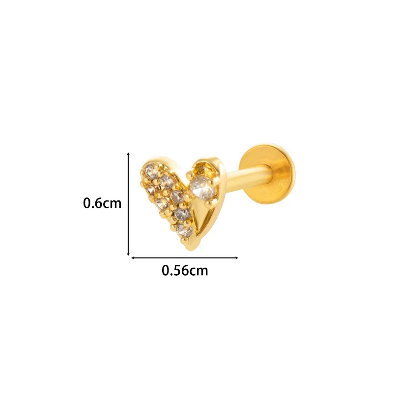 Metal Geometric Inner Tooth Thread Flat Bottom Rod Butterfly Flower Lip Nail Ear Bone Nail Puncture Jewelry For Women With Electroplating Treatment - Image 6