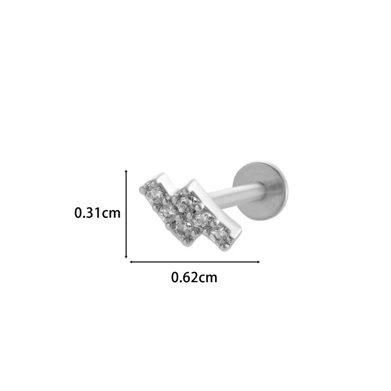 Metal Geometric Inner Tooth Thread Flat Bottom Rod Butterfly Flower Lip Nail Ear Bone Nail Puncture Jewelry For Women With Electroplating Treatment - Image 9