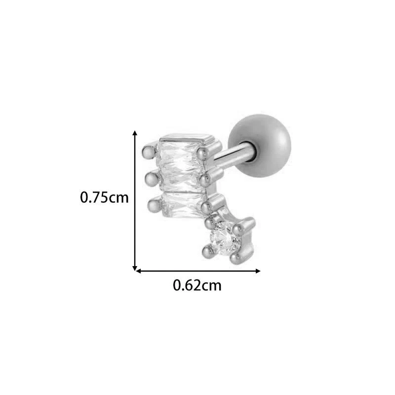 Metal Geometric Pendant Stainless Steel Rod Ear Nail Inlaid Zircon Set With Diamonds - Image 25
