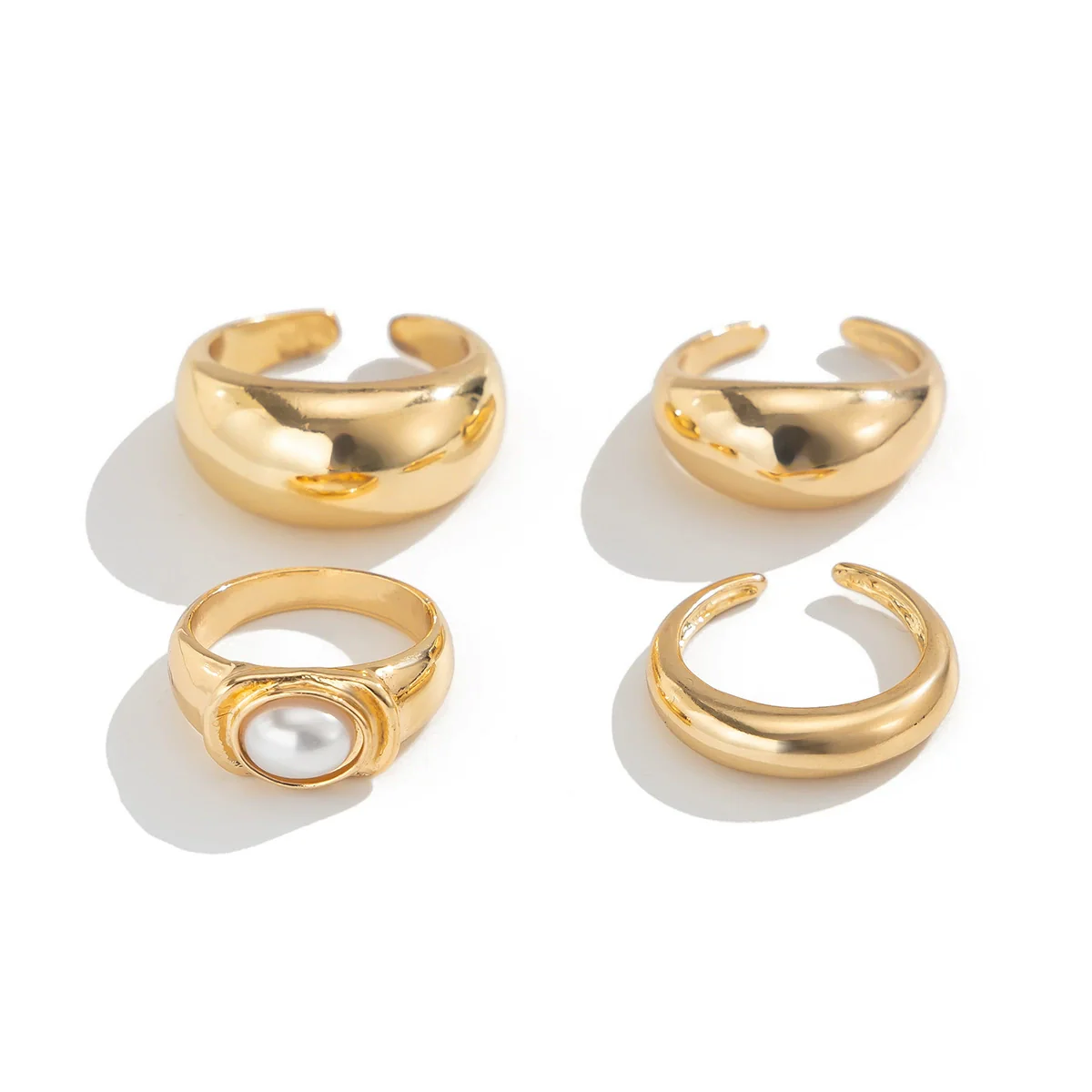 Metal Geometric Personality Stacked Ring Bracelet For Women With Electroplating And Imitation Pearls - Image 5