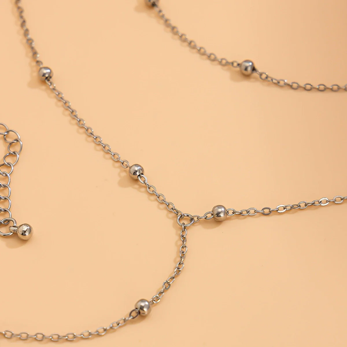Metal Geometric Round Bead Chain Clavicle Necklace And Multilayer Bracelet Alloy Pendant Copper Material Electroplating Treatment - Image 4