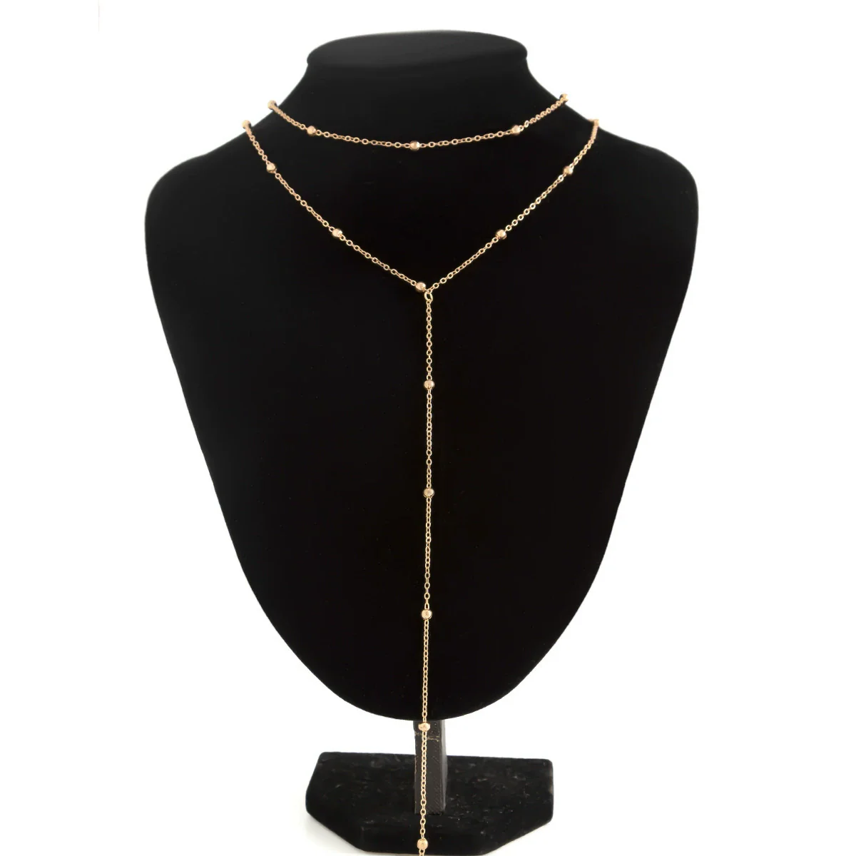 Metal Geometric Round Bead Chain Clavicle Necklace And Multilayer Bracelet Alloy Pendant Copper Material Electroplating Treatment - Image 5