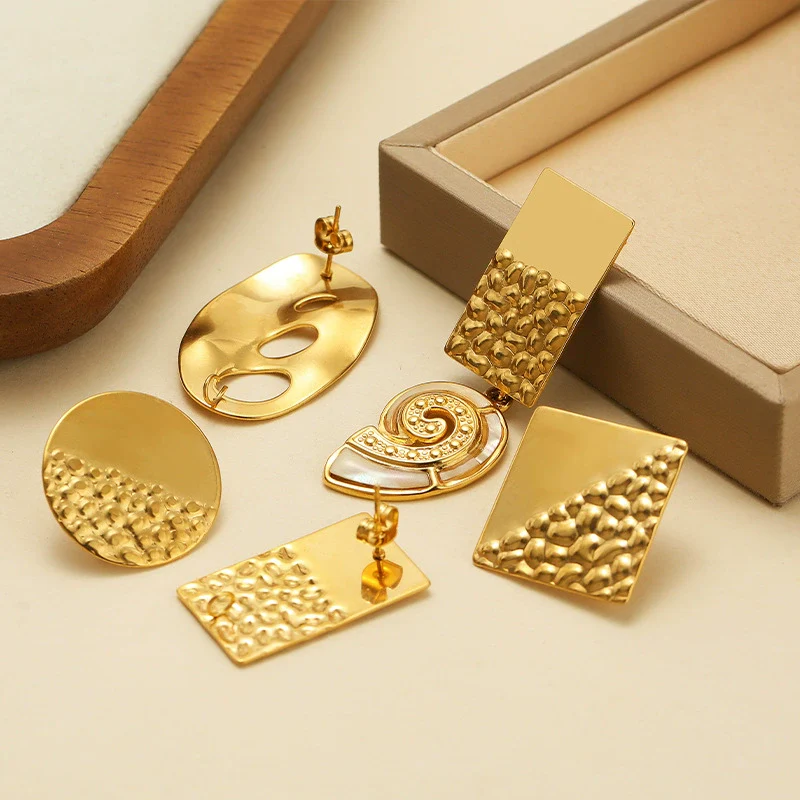 Metal Geometric Semiembossed Peach Heart Water Drop Jewelry Accessories Ear Pin Ear Stud Diy Pendant Earring Base With Electroplating