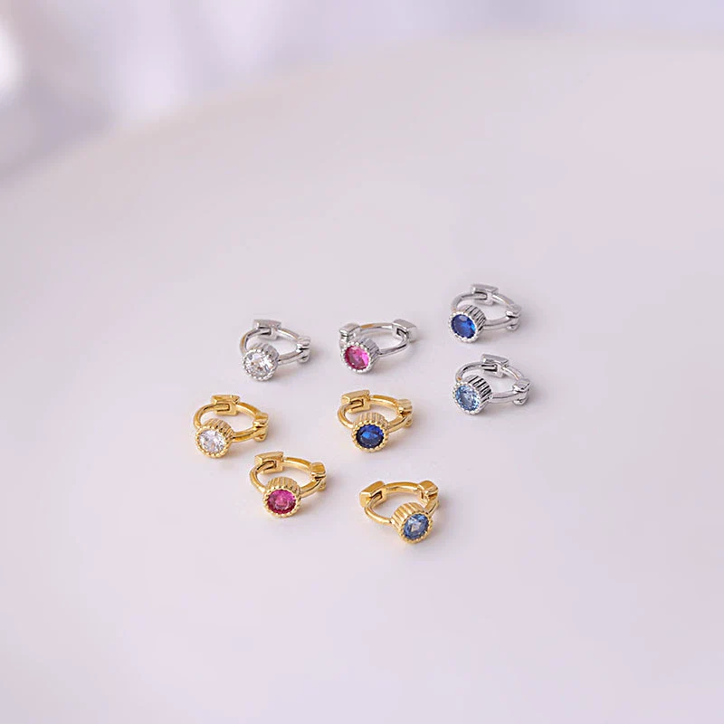 Metal Geometric Single Zirconium Small Ear Buckle Ear Bone Earrings For Women Electroplated - Image 3