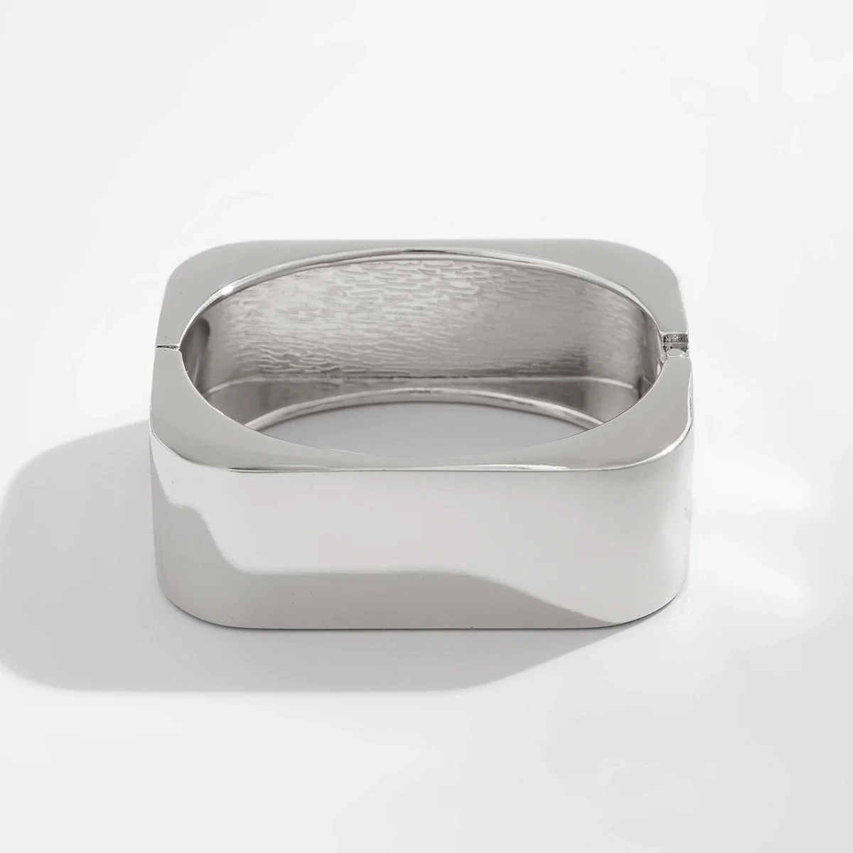 Metal Geometric Square Mirror Electroplated Spring Bracelet For Women - Image 4