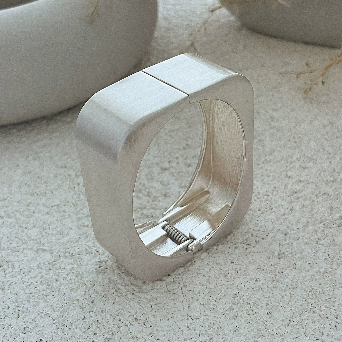 Metal Geometric Square Mirror Electroplated Spring Bracelet For Women - Image 8
