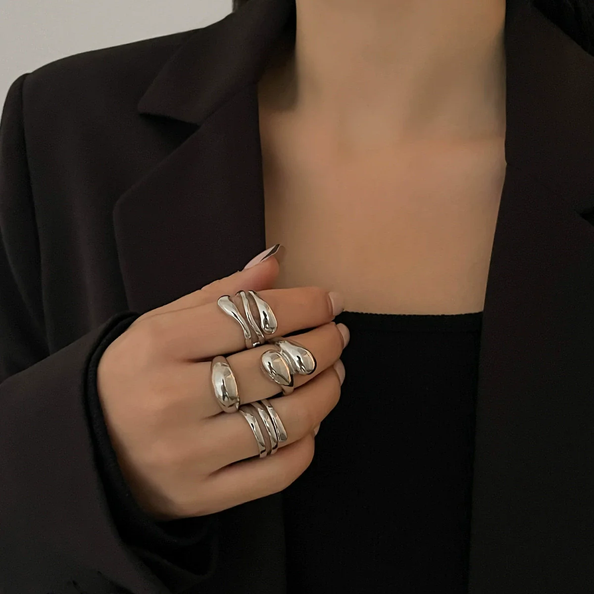 Metal Geometric Square Mirror Electroplated Spring Bracelet For Women - Image 9