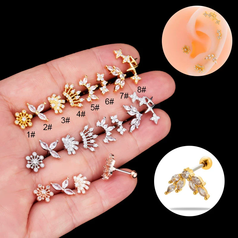 Metal Geometric Style Electroplating Stainless Steel Ear Studs For Women