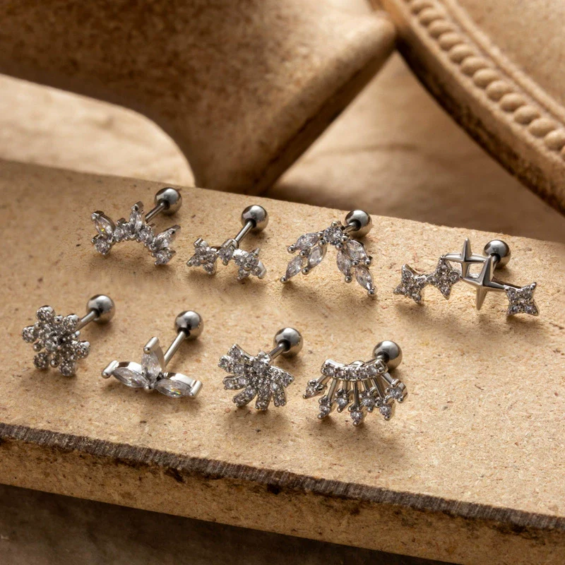 Metal Geometric Style Electroplating Stainless Steel Ear Studs For Women - Image 2