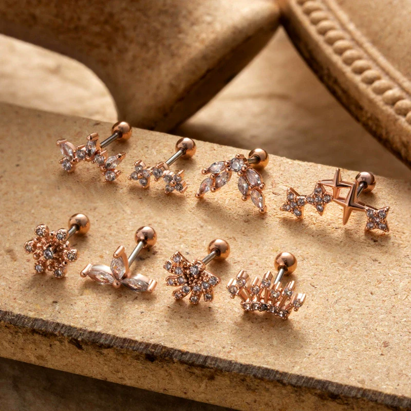 Metal Geometric Style Electroplating Stainless Steel Ear Studs For Women - Image 3