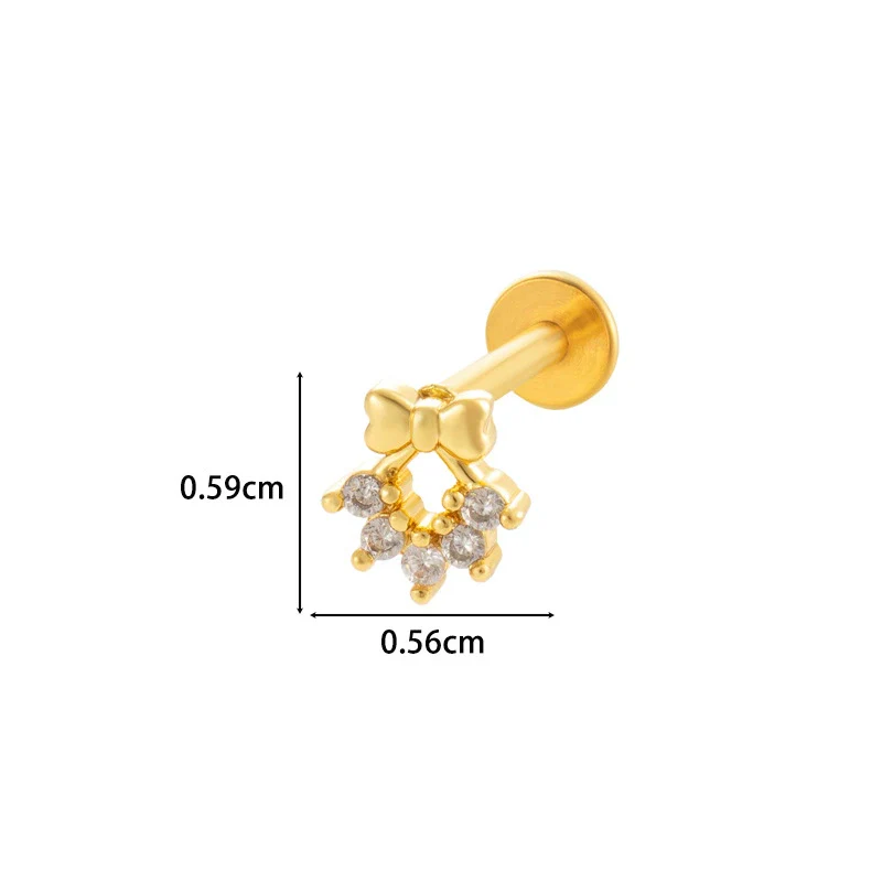Metal Geometric Style Inner Thread Flat Bottom Rod Love Butterfly Lip Nail Ear Bone Nail Piercing Jewelry For Women With Electroplating Treatment - Image 12