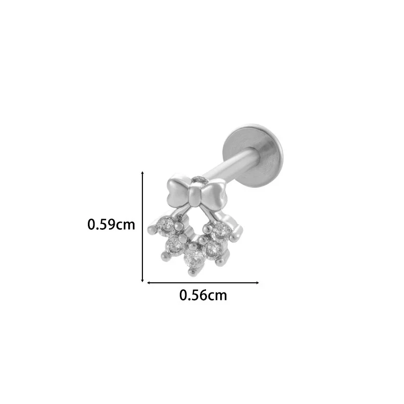 Metal Geometric Style Inner Thread Flat Bottom Rod Love Butterfly Lip Nail Ear Bone Nail Piercing Jewelry For Women With Electroplating Treatment - Image 13
