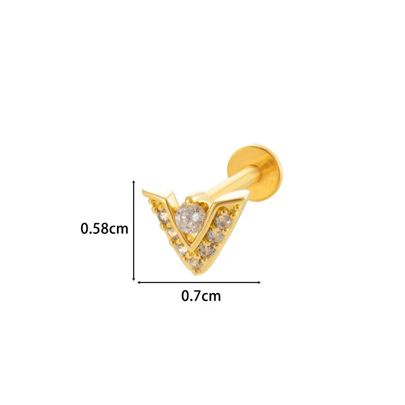 Metal Geometric Style Inner Thread Flat Bottom Rod Love Butterfly Lip Nail Ear Bone Nail Piercing Jewelry For Women With Electroplating Treatment - Image 16
