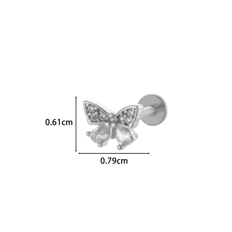 Metal Geometric Style Inner Thread Flat Bottom Rod Love Butterfly Lip Nail Ear Bone Nail Piercing Jewelry For Women With Electroplating Treatment - Image 19