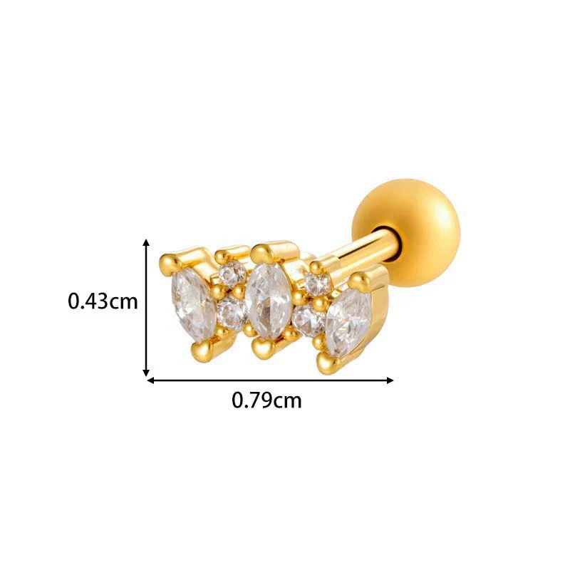 Metal Geometric Water Drop Zircon Inlaid Piercing Ear Nail For Unisex Fashion Style Set With Diamonds - Image 13