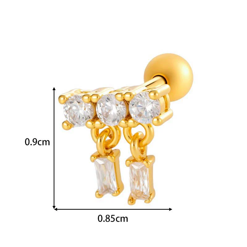 Metal Geometric Water Drop Zircon Inlaid Piercing Ear Nail For Unisex Fashion Style Set With Diamonds - Image 14