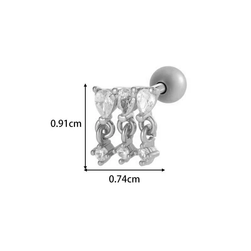 Metal Geometric Water Drop Zircon Inlaid Piercing Ear Nail For Unisex Fashion Style Set With Diamonds - Image 20