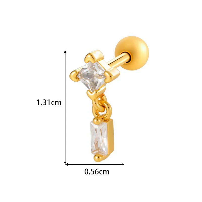 Metal Geometric Water Drop Zircon Inlaid Piercing Ear Nail For Unisex Fashion Style Set With Diamonds - Image 8