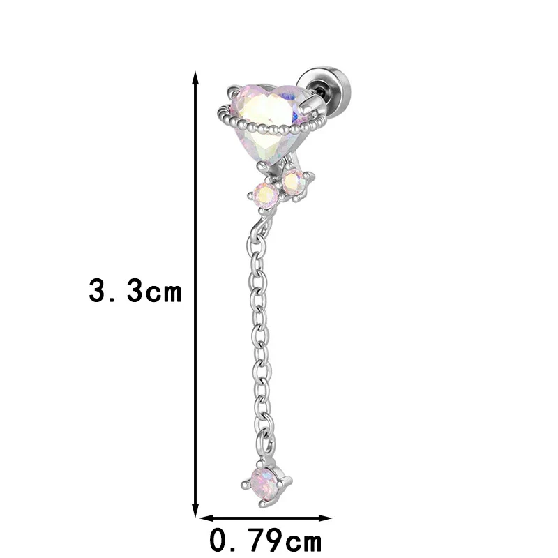 Metal Heart Shape Zirconia Fashion Piercing Earrings For Girls - Image 3