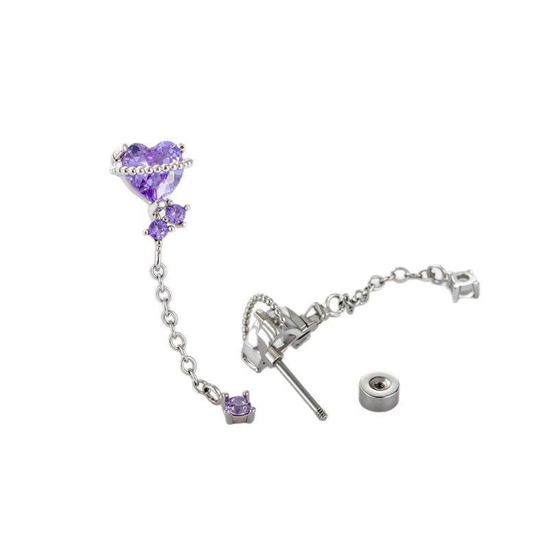 Metal Heart Shape Zirconia Fashion Piercing Earrings For Girls - Image 5