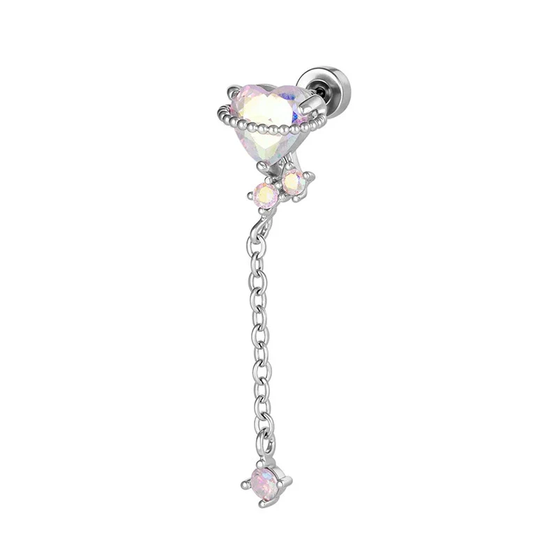 Metal Heart Shape Zirconia Fashion Piercing Earrings For Girls - Image 6