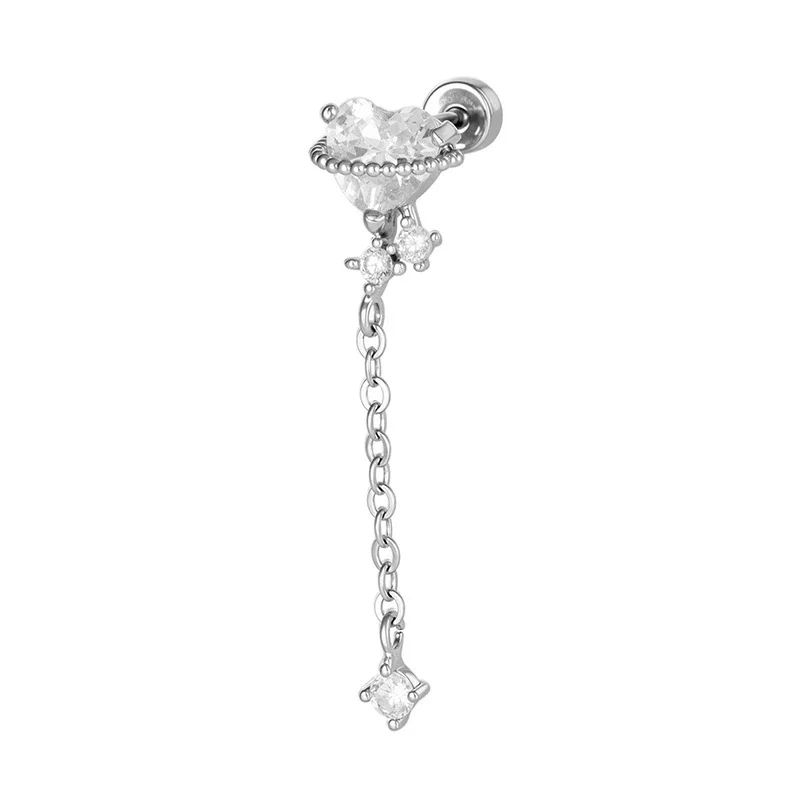 Metal Heart Shape Zirconia Fashion Piercing Earrings For Girls - Image 7