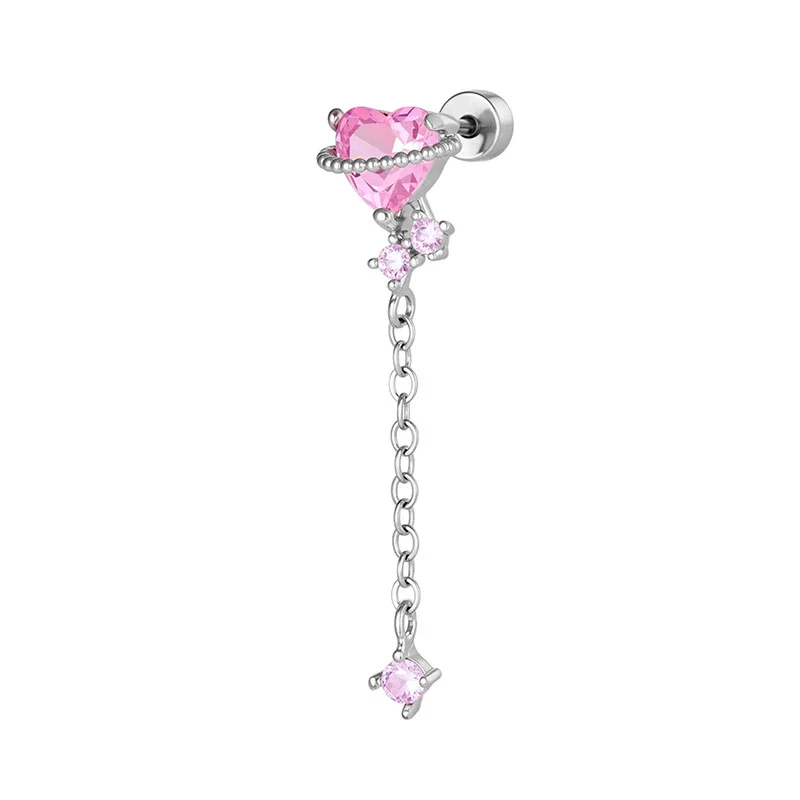 Metal Heart Shape Zirconia Fashion Piercing Earrings For Girls - Image 8