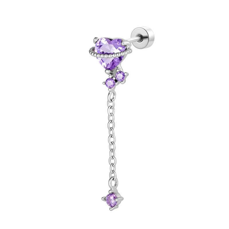 Metal Heart Shape Zirconia Fashion Piercing Earrings For Girls - Image 9