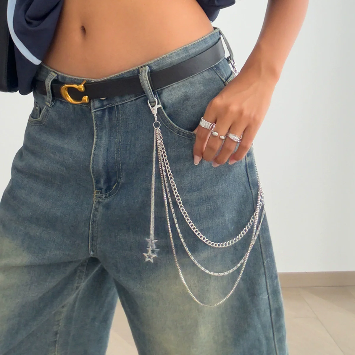 Metal Hip Hop Cross Pendant Waist Chain Jewelry - Image 2