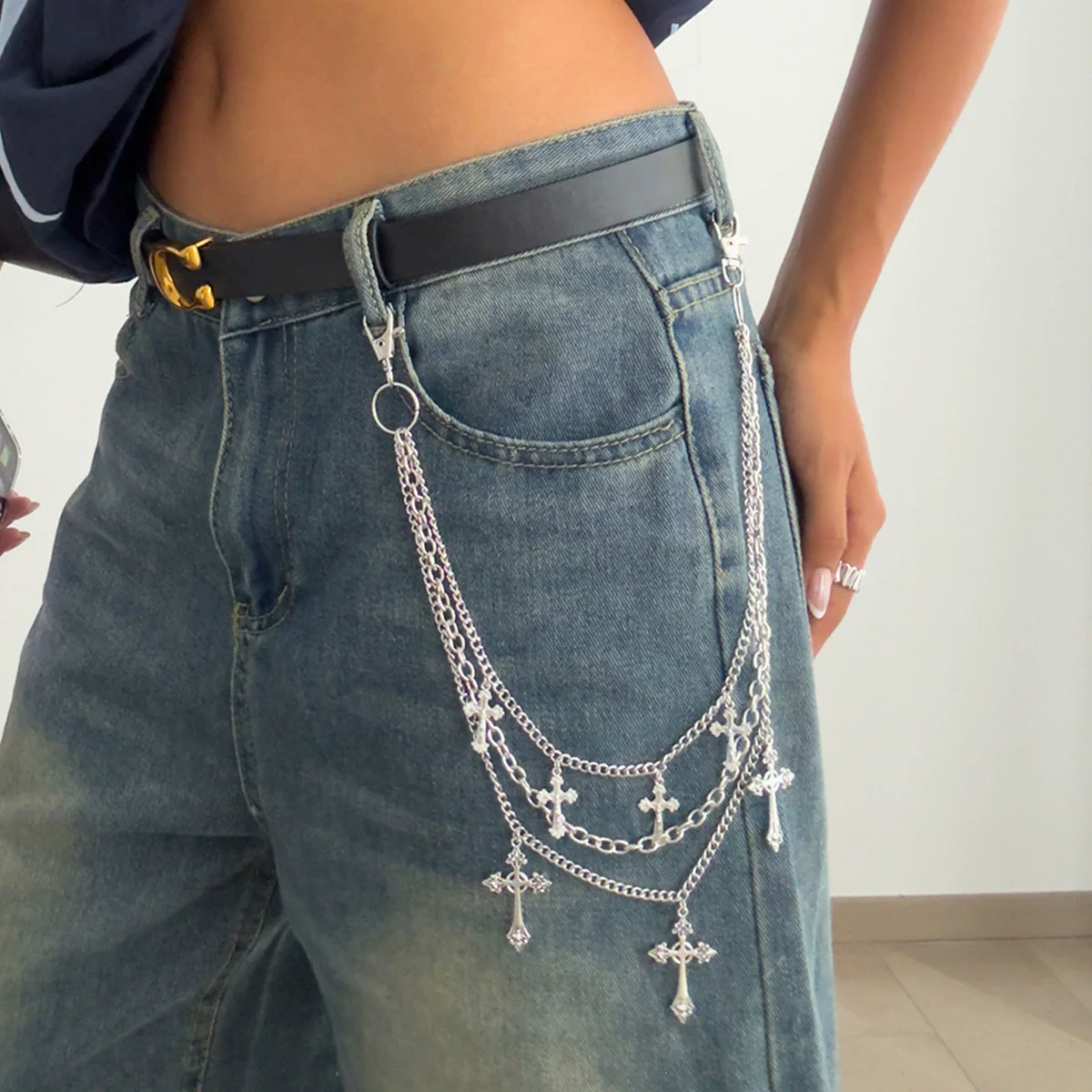 Metal Hip Hop Cross Pendant Waist Chain Jewelry - Image 3