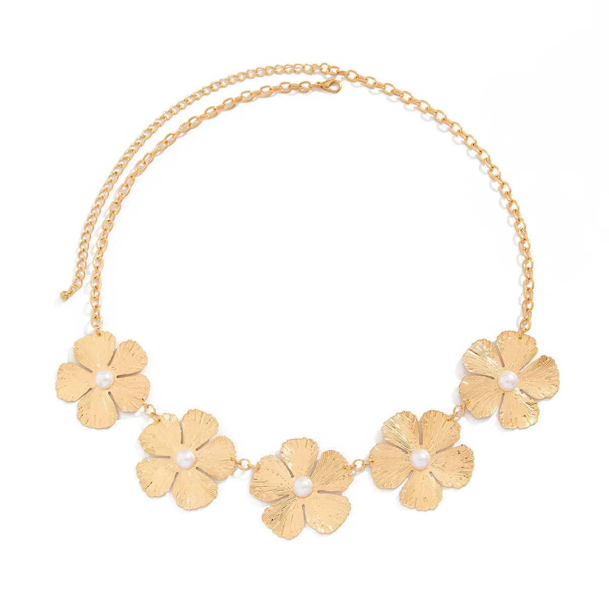 Metal Imitation Pearl Flower Waist Chain Body Chain For Female Versatile Style - Image 5